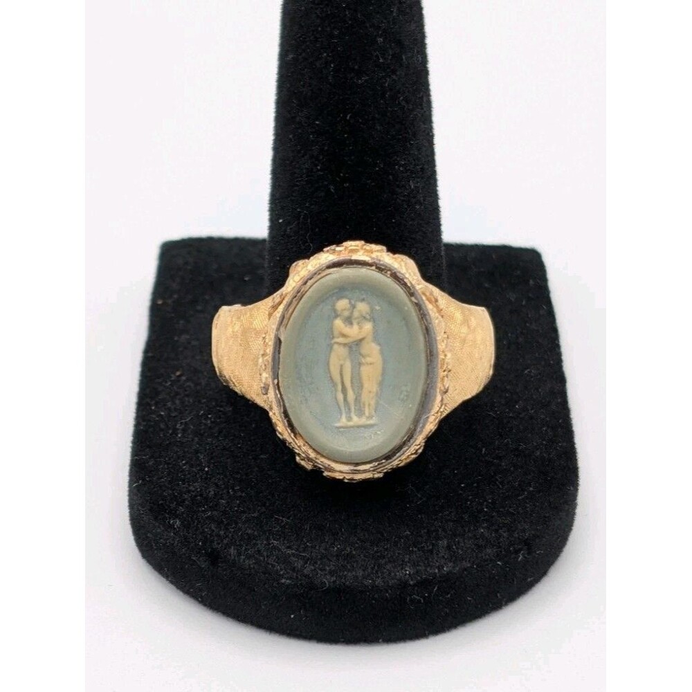 VTG Custom Dante Museum Masterpiece Cufflink Kiss Cameo Incolay Gold Plated Ring